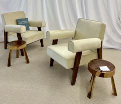 Authentic Pair of Pierre Jeanneret Upholstered Bridge Chairs Mid Century Modern - 2918736