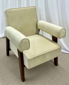Authentic Pair of Pierre Jeanneret Upholstered Bridge Chairs Mid Century Modern - 2918737