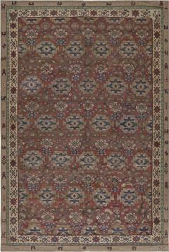 Authentic Persian Bakshaish Beige Blue Brown Red Handmade Wool Rug - 2447134