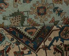 Authentic Persian Heriz Rug in Beige Blue Brown Green and Red - 2454347