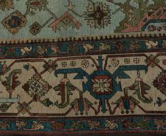 Authentic Persian Heriz Rug in Beige Blue Brown Green and Red - 2454348
