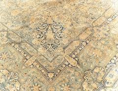 Authentic Persian Kirman Yellow Green Blue Handmade Wool Rug - 2453394