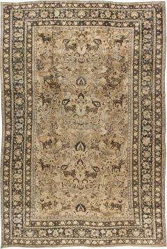 Authentic Persian Meshad Animal Botanic Design Handmade Wool Rug - 2447184