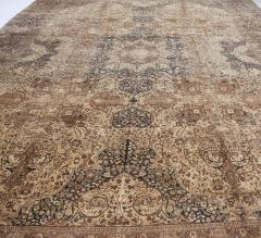 Authentic Persian Tabriz Beige Black Brown Handwoven Wool Rug - 2453404