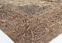 Authentic Persian Tabriz Beige Black Brown Handwoven Wool Rug - 2453405
