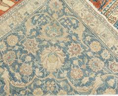 Authentic Persian Tabriz Beige Blue Red Handwoven Wool Carpet - 2443778