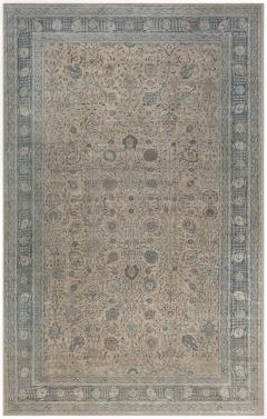 Authentic Persian Tabriz Beige Green Handmade Wool Rug - 2453899