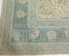 Authentic Persian Tabriz Beige Green Handmade Wool Rug - 2453904