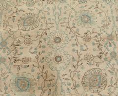 Authentic Persian Tabriz Beige Green Handmade Wool Rug - 2453909