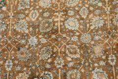 Authentic Persian Tabriz Brown Blue Handmade Wool Carpet - 2446290
