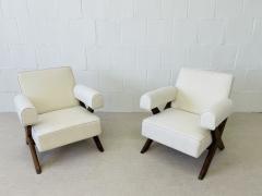 Authentic Pierre Jeanneret Upholstered X Leg Sofa Set Mid Century Modern - 2703772