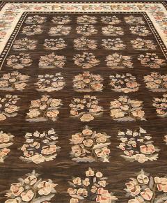 Authentic Russian Bessarabian Botanic Brown Handmade Wool Rug - 2449977