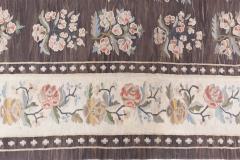 Authentic Russian Bessarabian Botanic Brown Handmade Wool Rug - 4009041