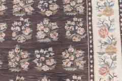 Authentic Russian Bessarabian Botanic Brown Handmade Wool Rug - 4009043