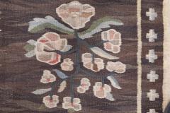 Authentic Russian Bessarabian Botanic Brown Handmade Wool Rug - 4009084