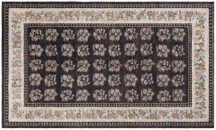 Authentic Russian Bessarabian Botanic Brown Handmade Wool Rug - 4009108