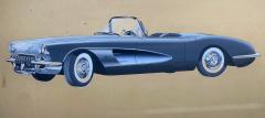 Automotive Illustrator Chevrolet Corvette Convertible 1958 Factory Illustration - 4497217