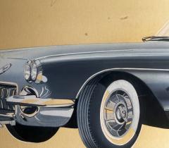 Automotive Illustrator Chevrolet Corvette Convertible 1958 Factory Illustration - 4497222