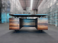 Ava Brazilian Modern Desk with Eight Drawers in Hardwood by Ava 1960s Brazil - 3962034