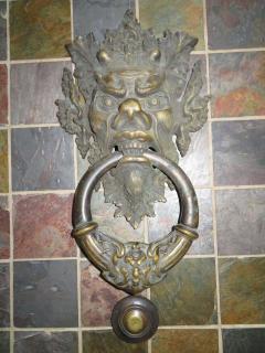 Awesome Antique Italian Bronze Vecchio Greenman Door Knocker - 1550169
