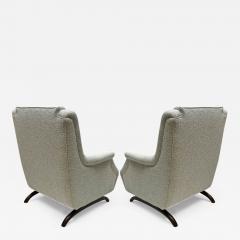 Awesome comfy pair of lounge chairs with rare horn shaped legs - 2411025