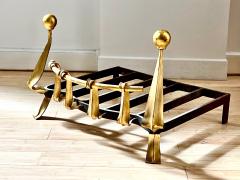 Awesome gold leaf french forties wrought iron andiron - 2622299