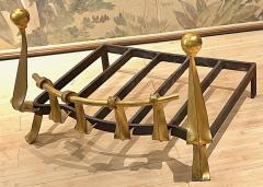 Awesome gold leaf french forties wrought iron andiron - 2622310