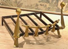 Awesome gold leaf french forties wrought iron andiron - 2622312