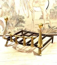 Awesome gold leaf french forties wrought iron andiron - 2622314