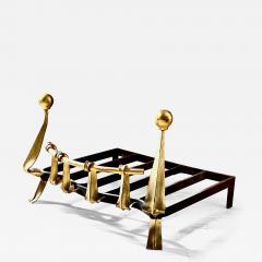 Awesome gold leaf french forties wrought iron andiron - 2625404