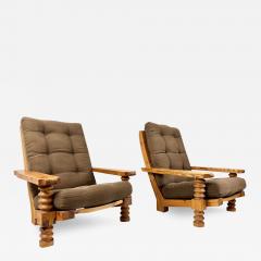 Axel Einar Hjorth 1970 s Danish Pine Lounge Chairs Set of 2 - 3315858