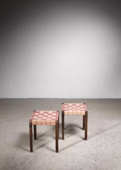 Axel Larsson Axel Larsson Pair of Webbed Stools for SMF Bodafors Sweden - 2578757