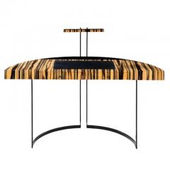 Aymeric Lefort 21st Century Desk Wight Ebony and Black Leather with Metal Leg by Aymeric Lefort - 4109320