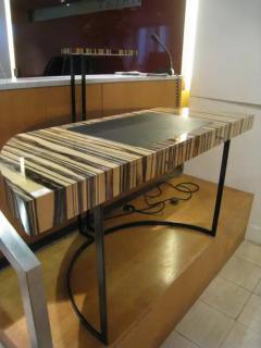 Aymeric Lefort 21st Century Desk Wight Ebony and Black Leather with Metal Leg by Aymeric Lefort - 4109330