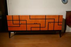 Aymeric Lefort Buffet Filets in Hermes Orange and Black Sycamore Marquetery by Aymeric Lefort - 4109329