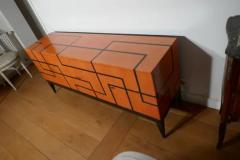 Aymeric Lefort Buffet Filets in Hermes Orange and Black Sycamore Marquetery by Aymeric Lefort - 4109336