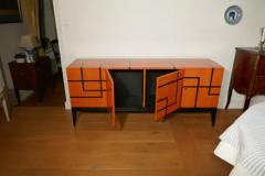 Aymeric Lefort Buffet Filets in Hermes Orange and Black Sycamore Marquetery by Aymeric Lefort - 4109723