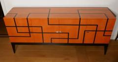 Aymeric Lefort Buffet Filets in Hermes Orange and Black Sycamore Marquetery by Aymeric Lefort - 4109682