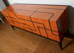Aymeric Lefort Buffet Filets in Hermes Orange and Black Sycamore Marquetery by Aymeric Lefort - 4109745