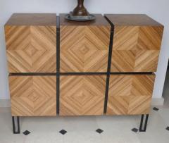 Aymeric Lefort Buffet Losange Three Doors in Zebrano and Black Metal Legs - 4109281