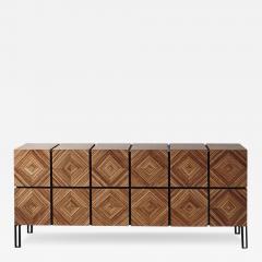 Aymeric Lefort Buffet Losange Three Doors in Zebrano and Black Metal Legs - 4111138