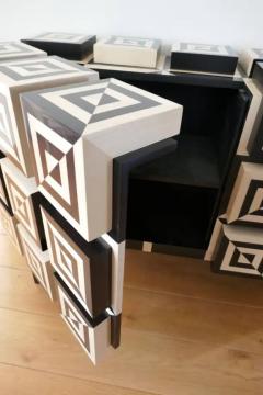 Aymeric Lefort Buffet Ondulation 2 in Black and White Sycomore Marquetery by Aymeric Lefort - 4110157