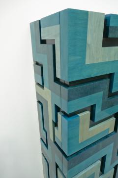 Aymeric Lefort Cabinet Labyrinthe in Bleu and Grey Tinted Charm - 4146056