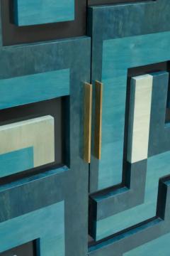 Aymeric Lefort Cabinet Labyrinthe in Bleu and Grey Tinted Charm by Aymeric Lefort - 4109353