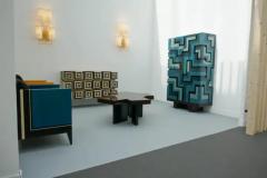 Aymeric Lefort Cabinet Labyrinthe in Bleu and Grey Tinted Charm by Aymeric Lefort - 4109402