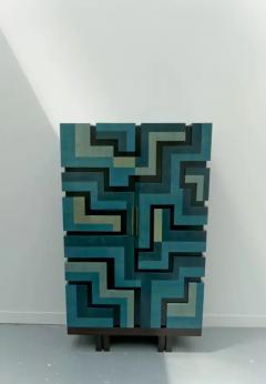 Aymeric Lefort Cabinet Labyrinthe in Bleu and Grey Tinted Charm by Aymeric Lefort - 4109409