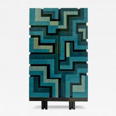 Aymeric Lefort Cabinet Labyrinthe in Bleu and Grey Tinted Charm by Aymeric Lefort - 4185670
