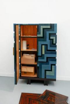 Aymeric Lefort Cabinet Labyrinthe in Bleu and Grey Tinted Charm by Aymeric Lefort - 4109659