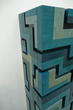 Aymeric Lefort Cabinet Labyrinthe in Bleu and Grey Tinted Charm by Aymeric Lefort - 4109665