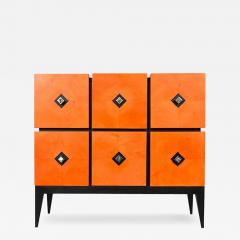 Aymeric Lefort Chest of Drawers Losange in Orange Tinted Sycomore Open is Tow Drawers - 4185673